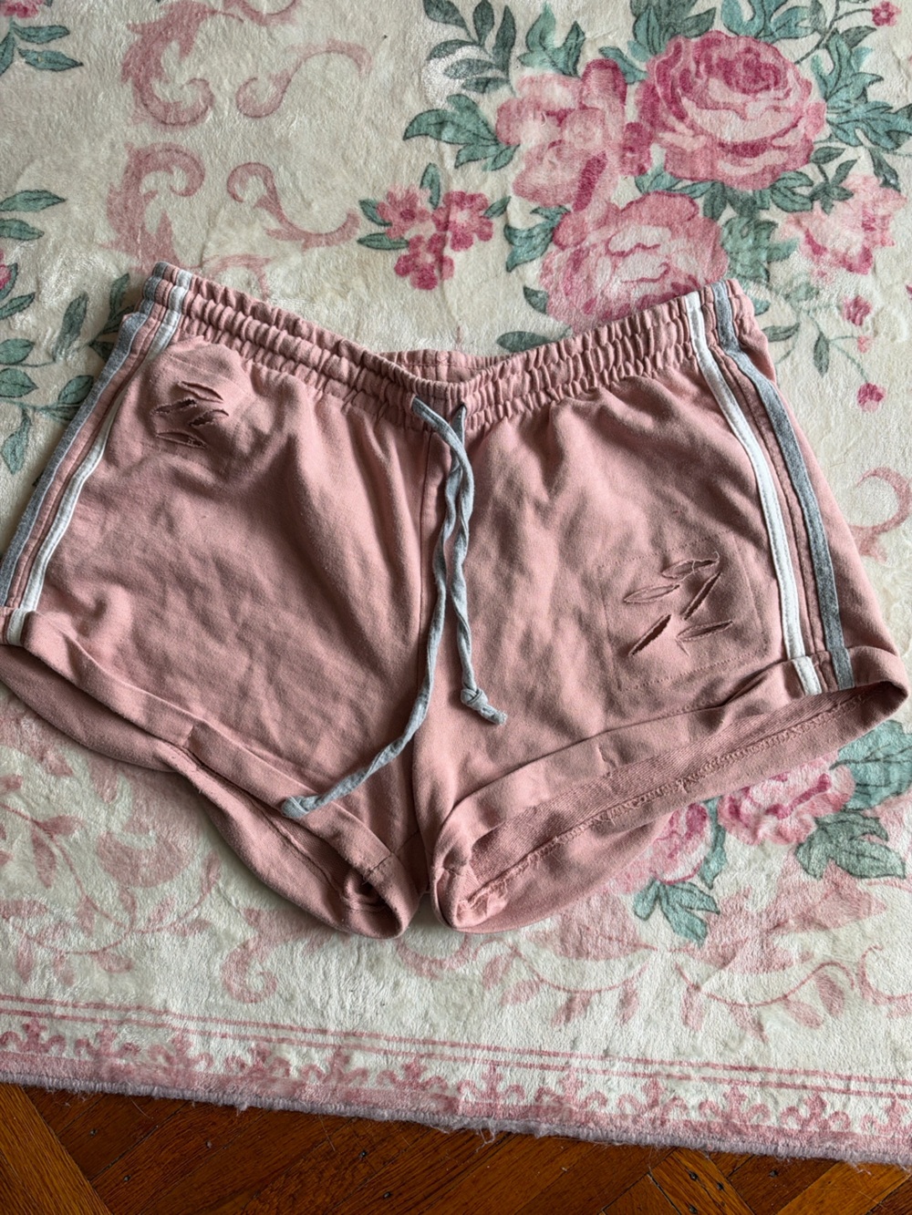 No Comment Distressed Slashed Athletic Shorts